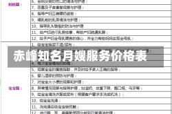 赤峰知名月嫂服务价格表