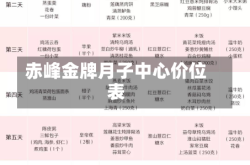 赤峰金牌月子中心价位表