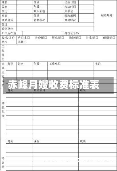 赤峰月嫂收费标准表